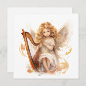 Angel met Harp-kerstKaart Feestdagenkaart (Voorkant / Achterkant)