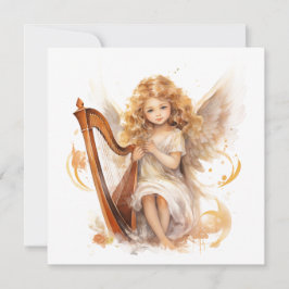 Angel met Harp-kerstKaart Feestdagenkaart
