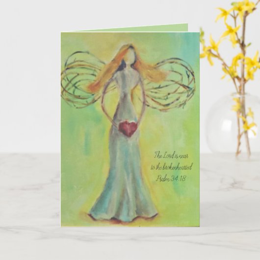 Angel met hart kaart (Gele Bloem)