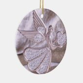 Angel met hart met hartversiering keramisch ornament (Rechts)