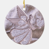 Angel met hart met hartversiering keramisch ornament (Achterkant)