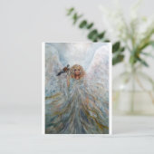 Angel met hawk voor geluk briefkaart (Staand voorkant)