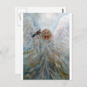 Angel met hawk voor geluk briefkaart (Voorkant / Achterkant)