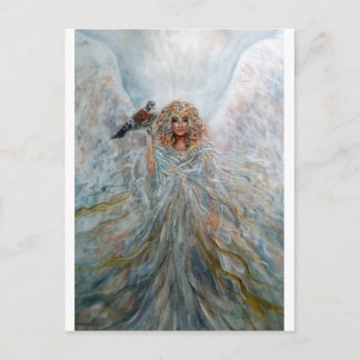 Angel met hawk voor geluk briefkaart