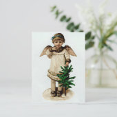 Angel met kerstboom feestdagenkaart (Staand voorkant)