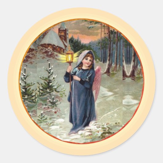 Angel met Lantern Ronde Sticker (Voorkant)