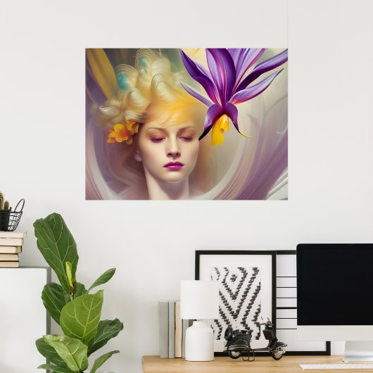 Angel met orchidee poster (Thuiskantoor)