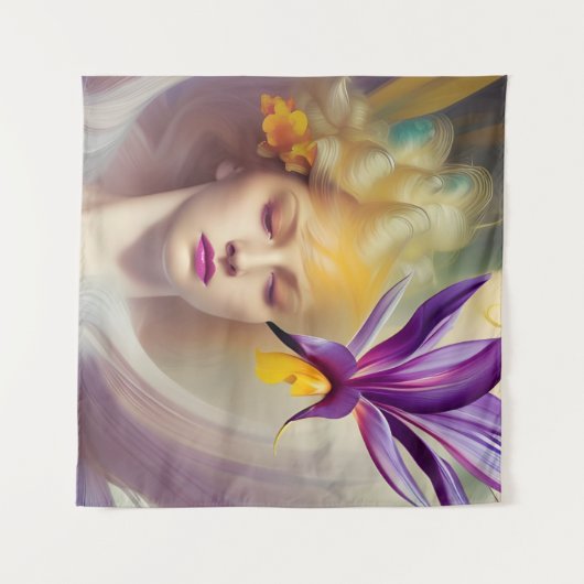 Angel met orchidee wandkleed (Voorkant (horizontaal))