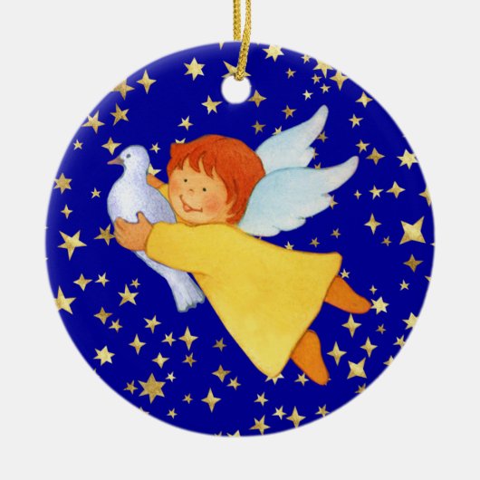 Angel met Peace Dove Keramisch Ornament (Voorkant)