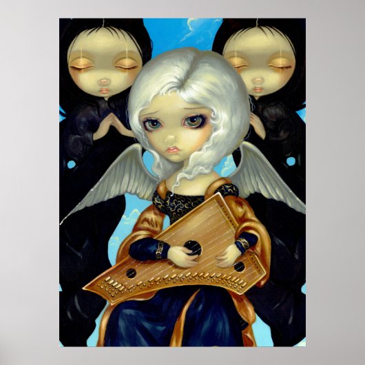 Angel met Psaltery ART PRINT gothic fairy (Voorkant)