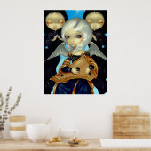 Angel met Psaltery ART PRINT gothic fairy (Keuken)