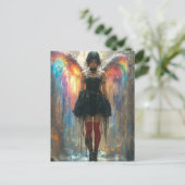 Angel met Regenboogvleugels Briefkaart (Staand voorkant)