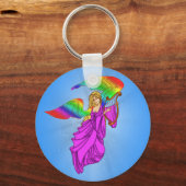 Angel met Regenboogvleugels Sleutelhanger (Voorkant)