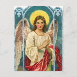 Angel met roze lint briefkaart