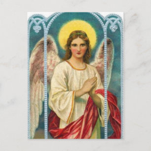 Angel met roze lint briefkaart
