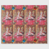 ANGEL MET ROZEN EN RODE BLAUWE GEMSTONEN CADEAUPAPIER (Vlak)