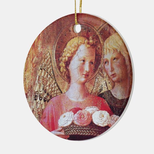 ANGEL MET ROZEN KERAMISCH ORNAMENT (Links)