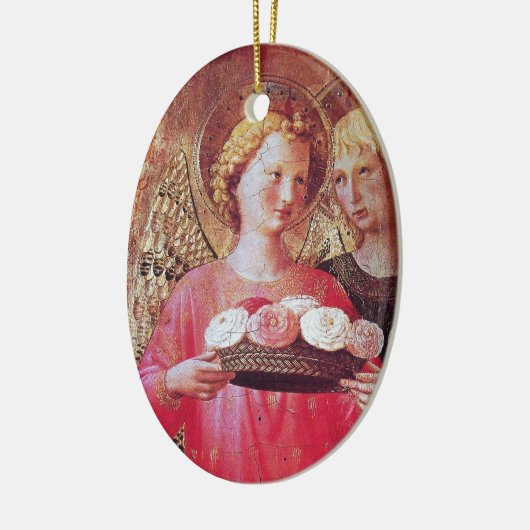 ANGEL MET ROZEN KERAMISCH ORNAMENT (Links)