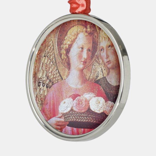 ANGEL MET ROZEN METALEN ORNAMENT (Links)