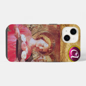 ANGEL MET ROZEN MONOGRAM iPhone HOESJE (Achterkant horizontaal)