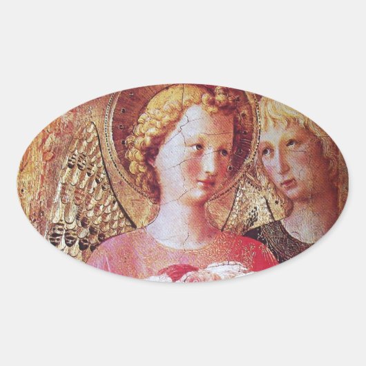 ANGEL MET ROZEN OVALE STICKER (Voorkant)