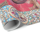 ANGEL MET ROZEN, RODE BLAUWE GEMSTONES, WITTE PIJL CADEAUPAPIER (Rol Hoek)