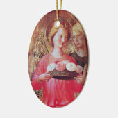 ANGEL MET ROZEN Roze Amethyst Gem-steen Keramisch Ornament (Links)