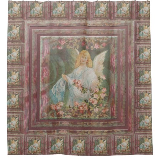 Angel met Rozen Shower Curtain Douchegordijn (Voorkant)