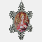 ANGEL MET ROZEN TIN SNEEUWVLOK ORNAMENT (Links)