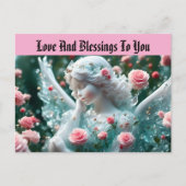 Angel met Rozen vakantie Briefkaart (Voorkant)