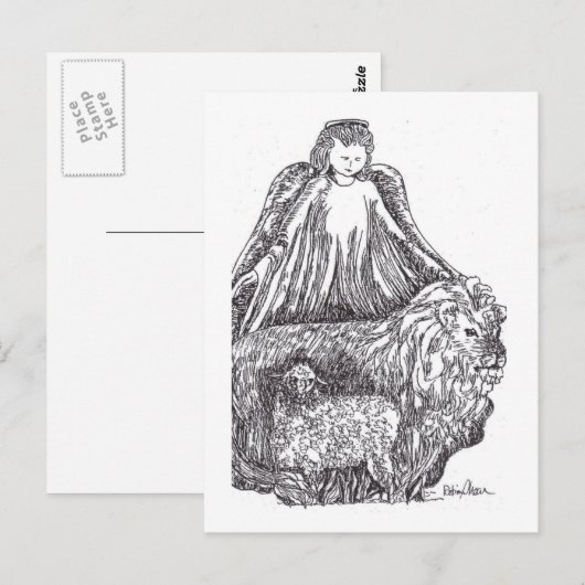Angel met Sheep en Lion Briefkaart (Voorkant / Achterkant)