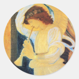 Angel met Trumpet, Burne-Jones Fine Art Ronde Sticker