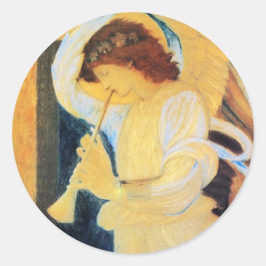 Angel met Trumpet, Burne-Jones Fine Art Ronde Sticker (Voorkant)