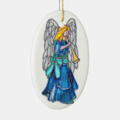 Angel met Trumpet Glas in lood Keramisch Ornament (Rechts)