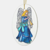 Angel met Trumpet Glas in lood Keramisch Ornament (Links)