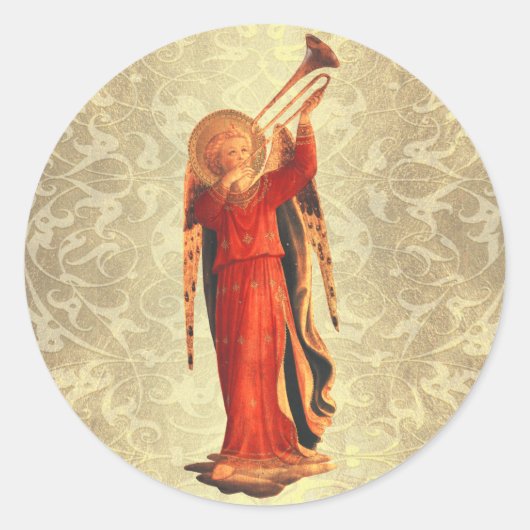 Angel met Trumpet Ronde Sticker (Voorkant)