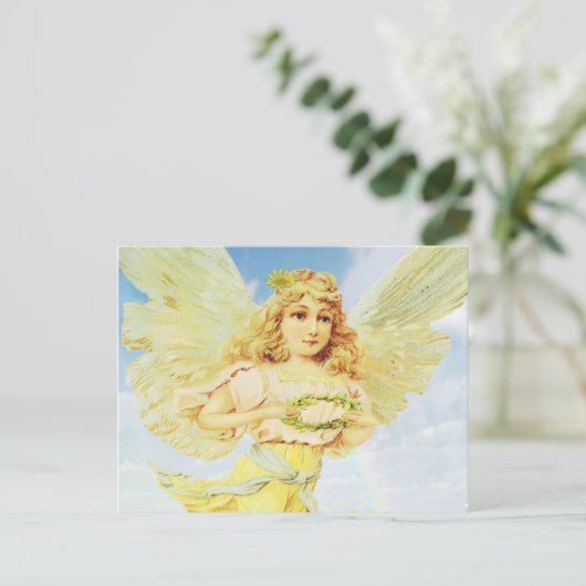 Angel met Wreath Briefkaart (Staand voorkant)