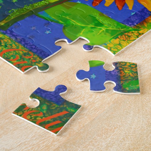 Angel met zonnebloemen en tablet 16x20 Puzzle Legpuzzel (Zijkant)