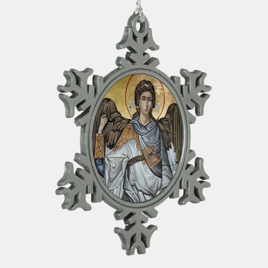 Angel Michael Tin Sneeuwvlok Ornament (Links)