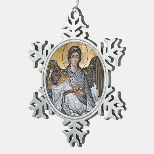 Angel Michael Tin Sneeuwvlok Ornament (Rechts)