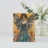 Angel Mixed Media Collage Briefkaart (Staand voorkant)