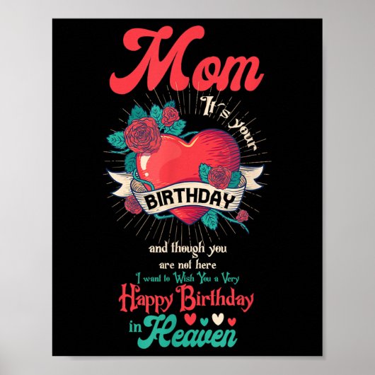 Angel Mom Happy Birthday In Heaven Memorial Day Lo Poster (Voorkant)