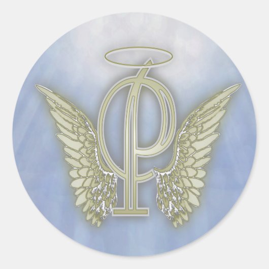 Angel Monogram Letter PClassic Round Sticker (Voorkant)