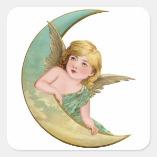 Angel Moon Painting Vierkante Sticker