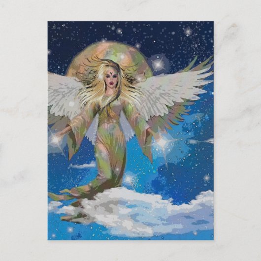 Angel Moon Wings Prachtige Fantasy Art Briefkaart (Voorkant)