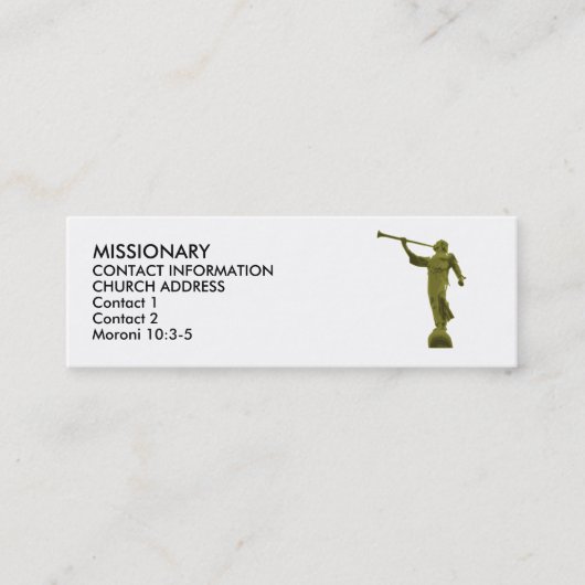 Angel MORONI LDS MISSIONARY CARDS Mini Visitekaartje (Voorkant)