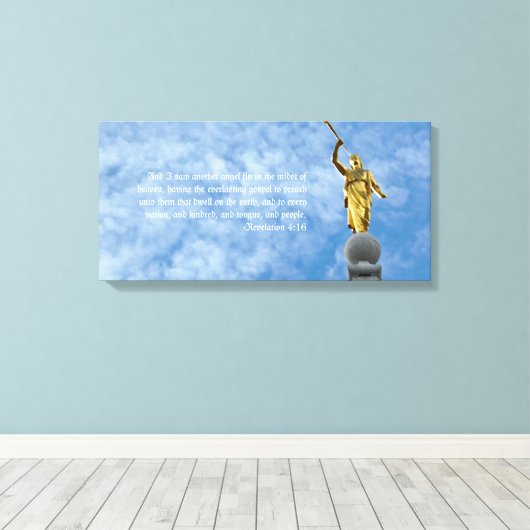 Angel Moroni op Salt Lake Temple Canvas Afdruk (Insitu (Houten vloer))