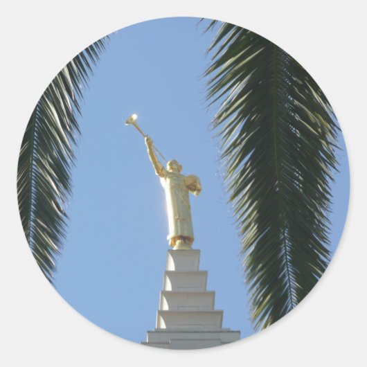 Angel Moroni Ronde Sticker (Voorkant)