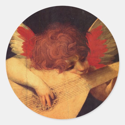 Angel Musician Rosso Fiorentino Christelijk Ronde Sticker (Voorkant)