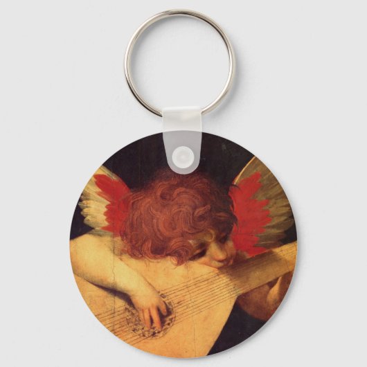 Angel Musician Rosso Fiorentino Christelijk Sleutelhanger (Voorkant)
